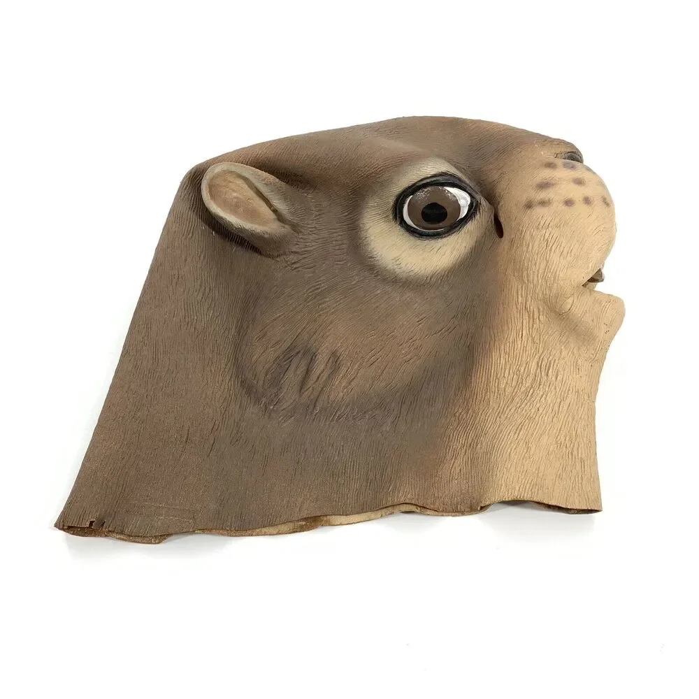 Latex Squirrel Mask Full Head Animal Mask Adult One Size Brown Tan Rodent Beaver